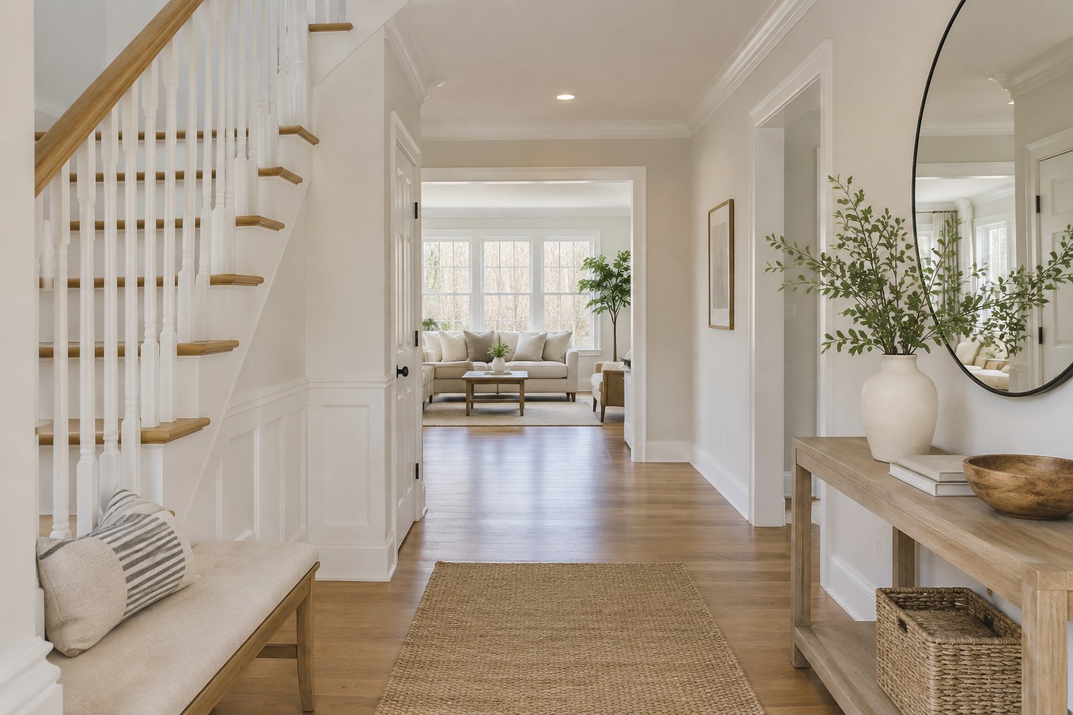 A bright Rhode Island home interior, illustrative